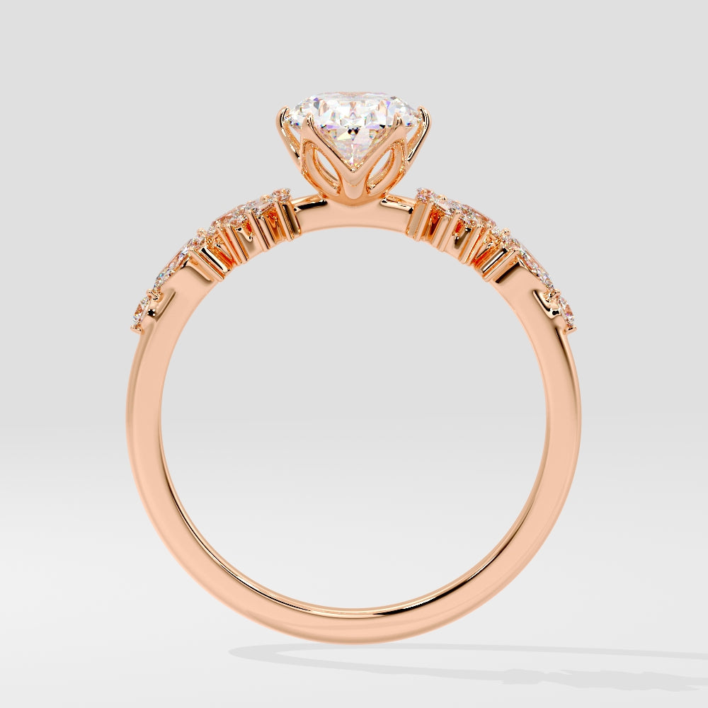 Marquise Shaped Three Stone Lab Grown Diamond Engagement Ring