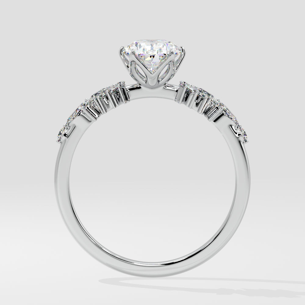 Marquise Shaped Three Stone Lab Grown Diamond Engagement Ring