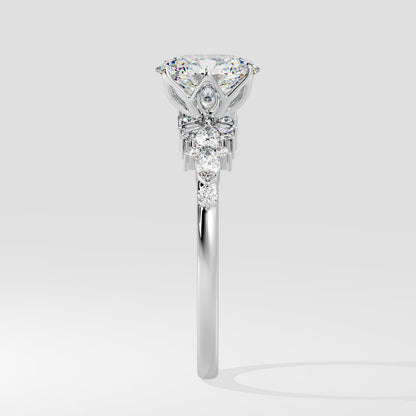 Marquise Shaped Three Stone Lab Grown Diamond Engagement Ring
