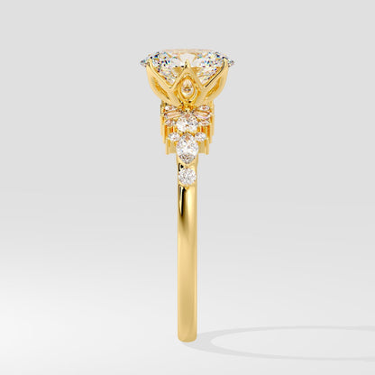 Marquise Shaped Three Stone Lab Grown Diamond Engagement Ring