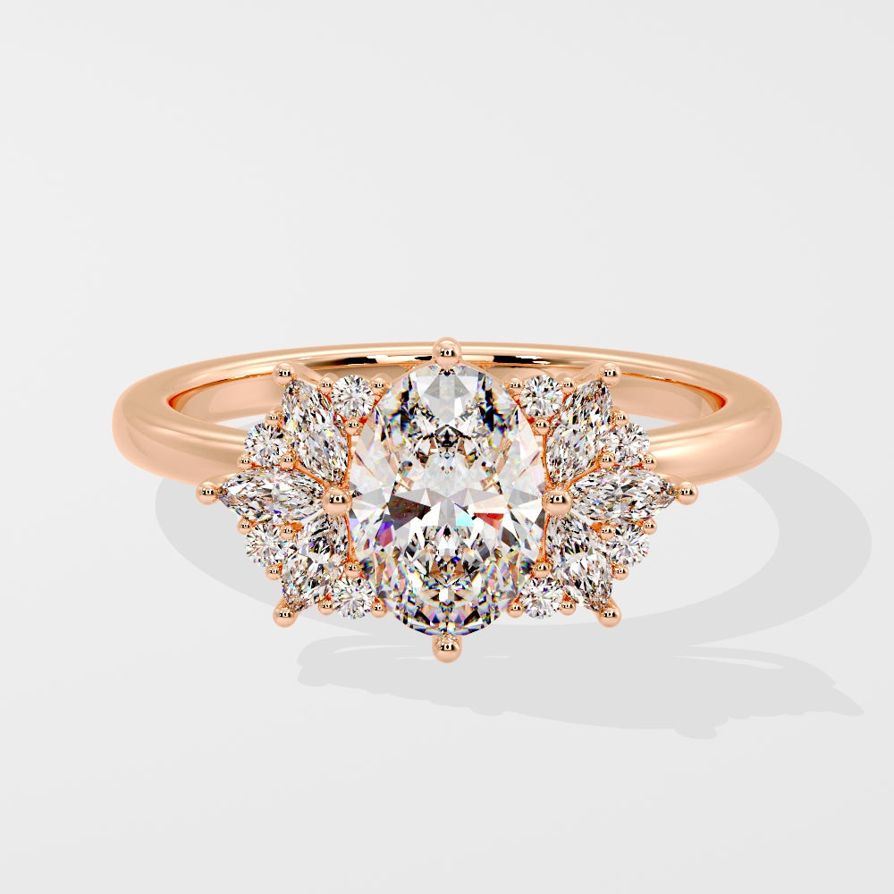 Marquise Shaped Three Stone Lab Grown Diamond Engagement Ring