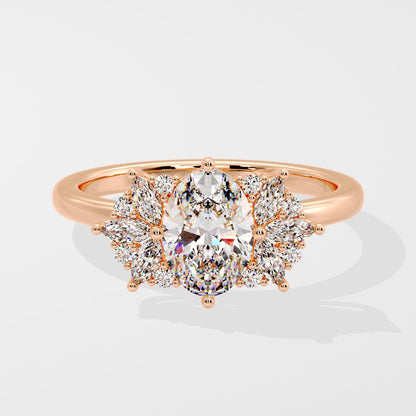 Marquise Shaped Three Stone Lab Grown Diamond Engagement Ring