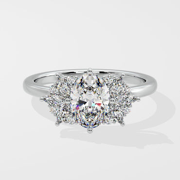 Marquise Shaped Three Stone Lab Grown Diamond Engagement Ring