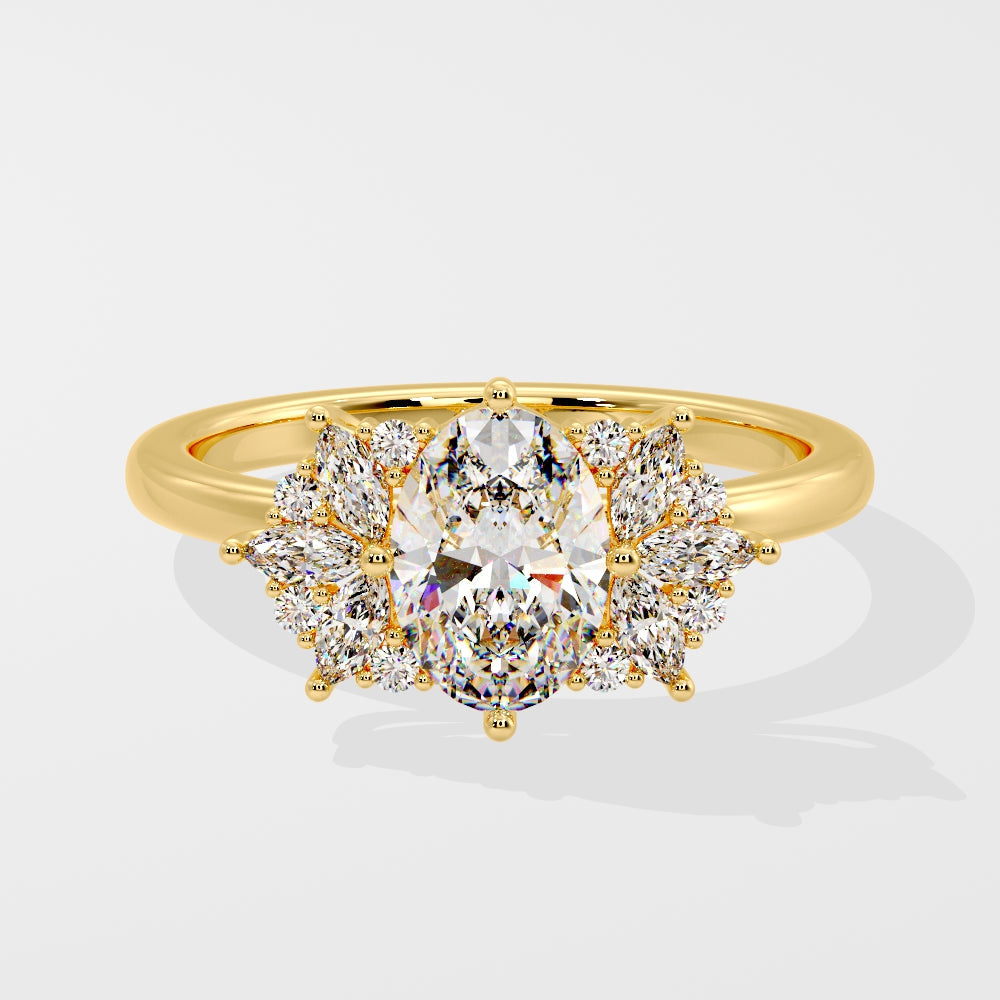 Marquise Shaped Three Stone Lab Grown Diamond Engagement Ring