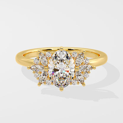 Marquise Shaped Three Stone Lab Grown Diamond Engagement Ring