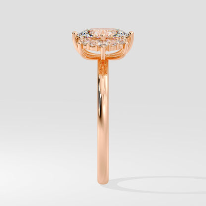 Marquise Shaped Three Stone Lab Grown Diamond Engagement Ring