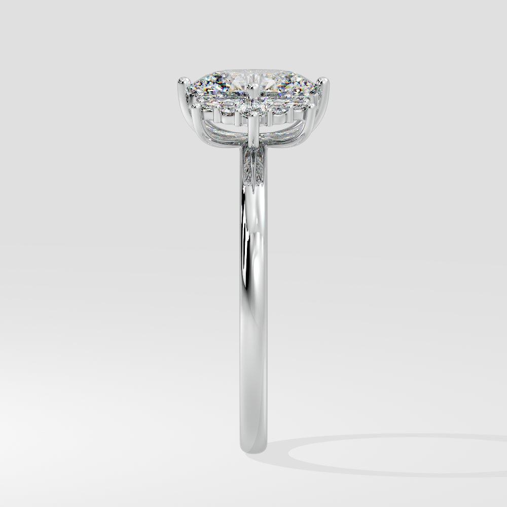 Marquise Shaped Three Stone Lab Grown Diamond Engagement Ring