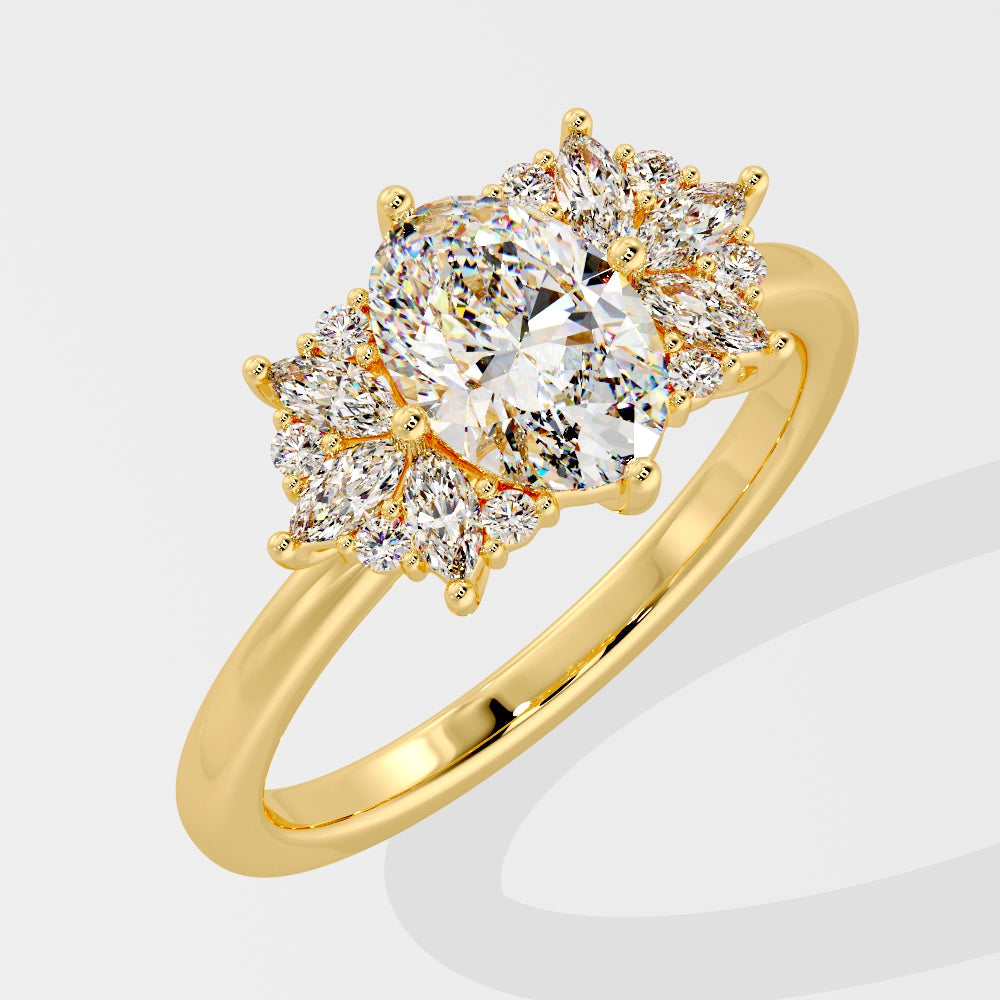 Marquise Shaped Three Stone Lab Grown Diamond Engagement Ring