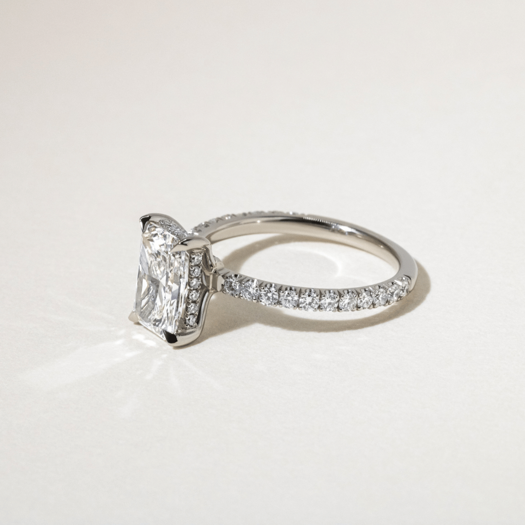 Marquise Shaped Three Stone Lab Grown Diamond Engagement Ring