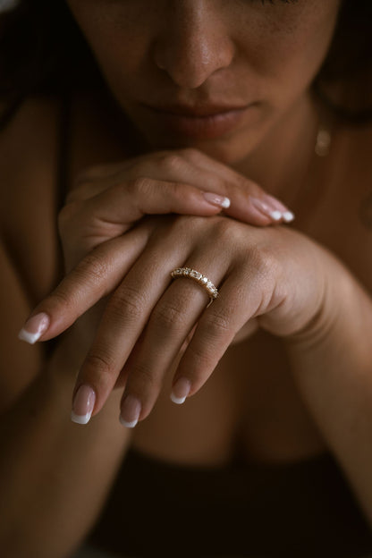 0.25 TCW Round Shaped Half Eternity Lab Grown Diamond Wedding Band