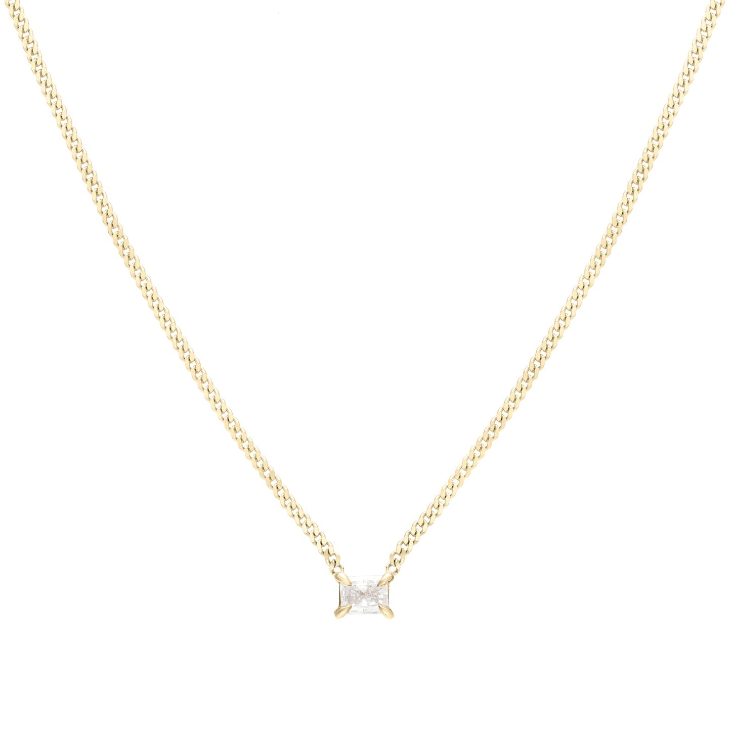 0.2 CT Radiant Shaped Solitaire Lab Grown Diamond Necklace