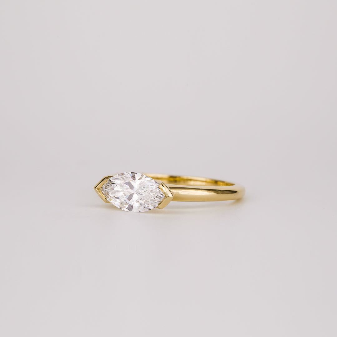 1.07 CT Marquise East-West Solitaire Lab Grown Diamond Engagement Ring