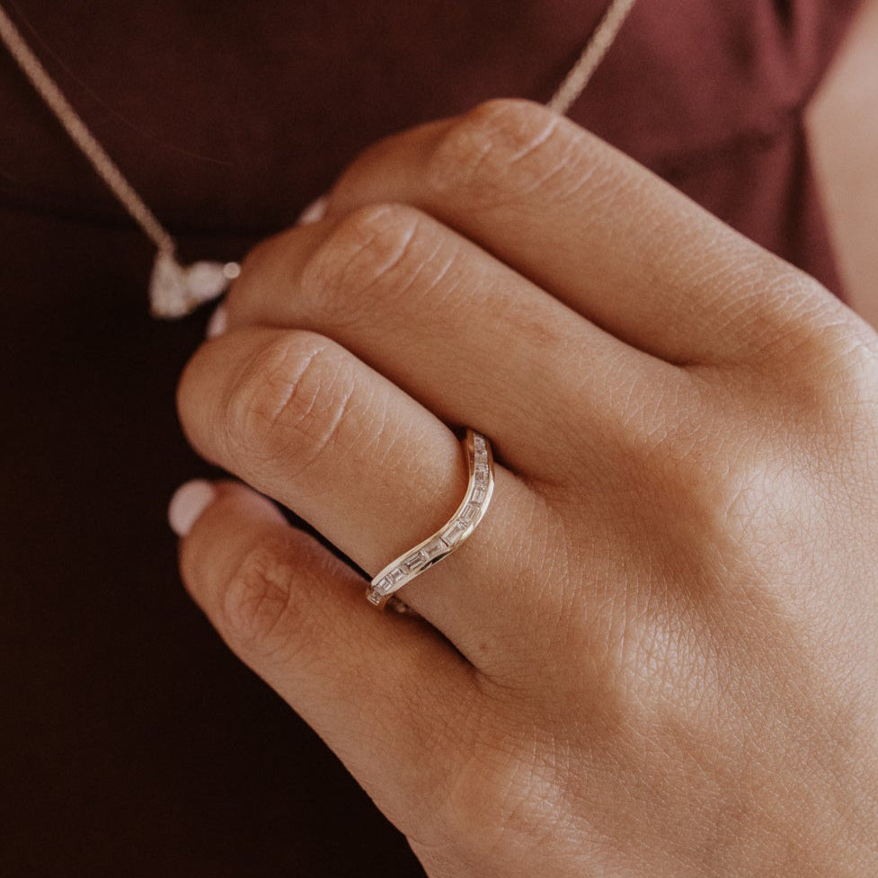 0.25 TCW Round Shaped Half Eternity Lab Grown Diamond Wedding Band