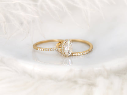 1.5 CT Oval Cut Halo & Pave Lab Grown Diamond Bridal Ring Set