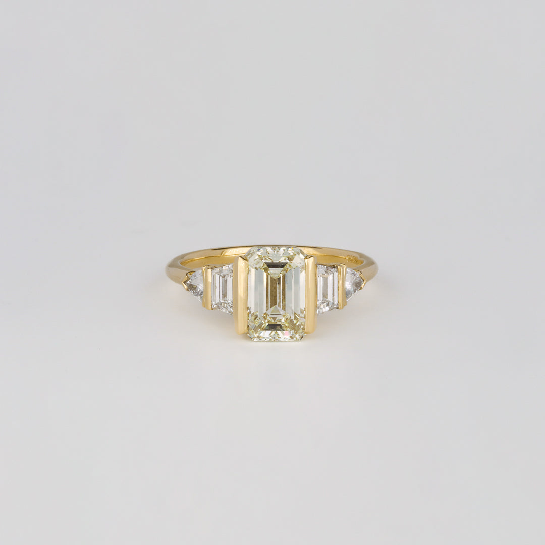 2.01 CT Emerald Cut Cluster Lab Grown Diamond Engagement Ring