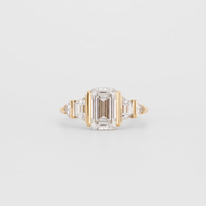 2.31 CT Emerald Cut Cluster Lab Grown Diamond Engagement Ring