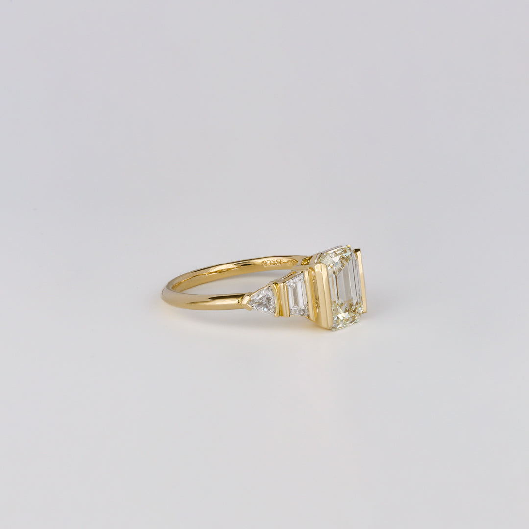 2.01 CT Emerald Cut Cluster Lab Grown Diamond Engagement Ring