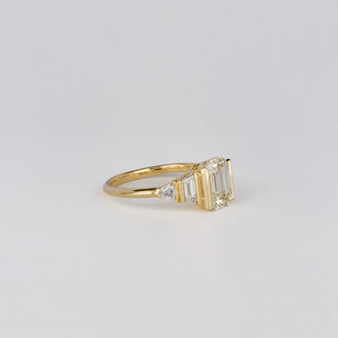 2.01 CT Emerald Cut Cluster Lab Grown Diamond Engagement Ring