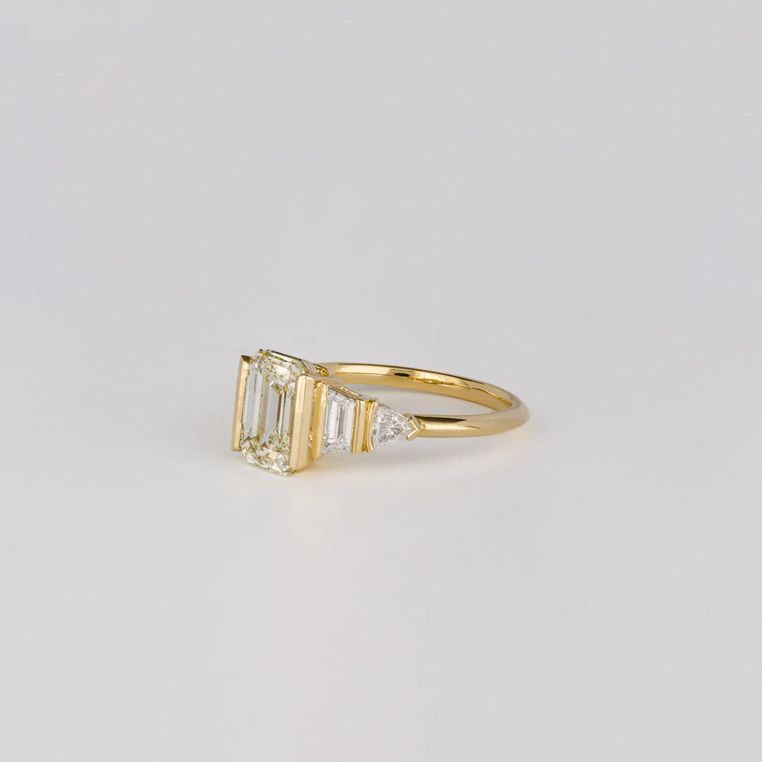 2.01 CT Emerald Cut Cluster Lab Grown Diamond Engagement Ring