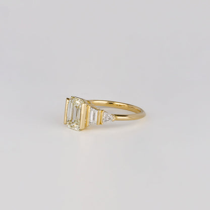 2.01 CT Emerald Cut Cluster Lab Grown Diamond Engagement Ring