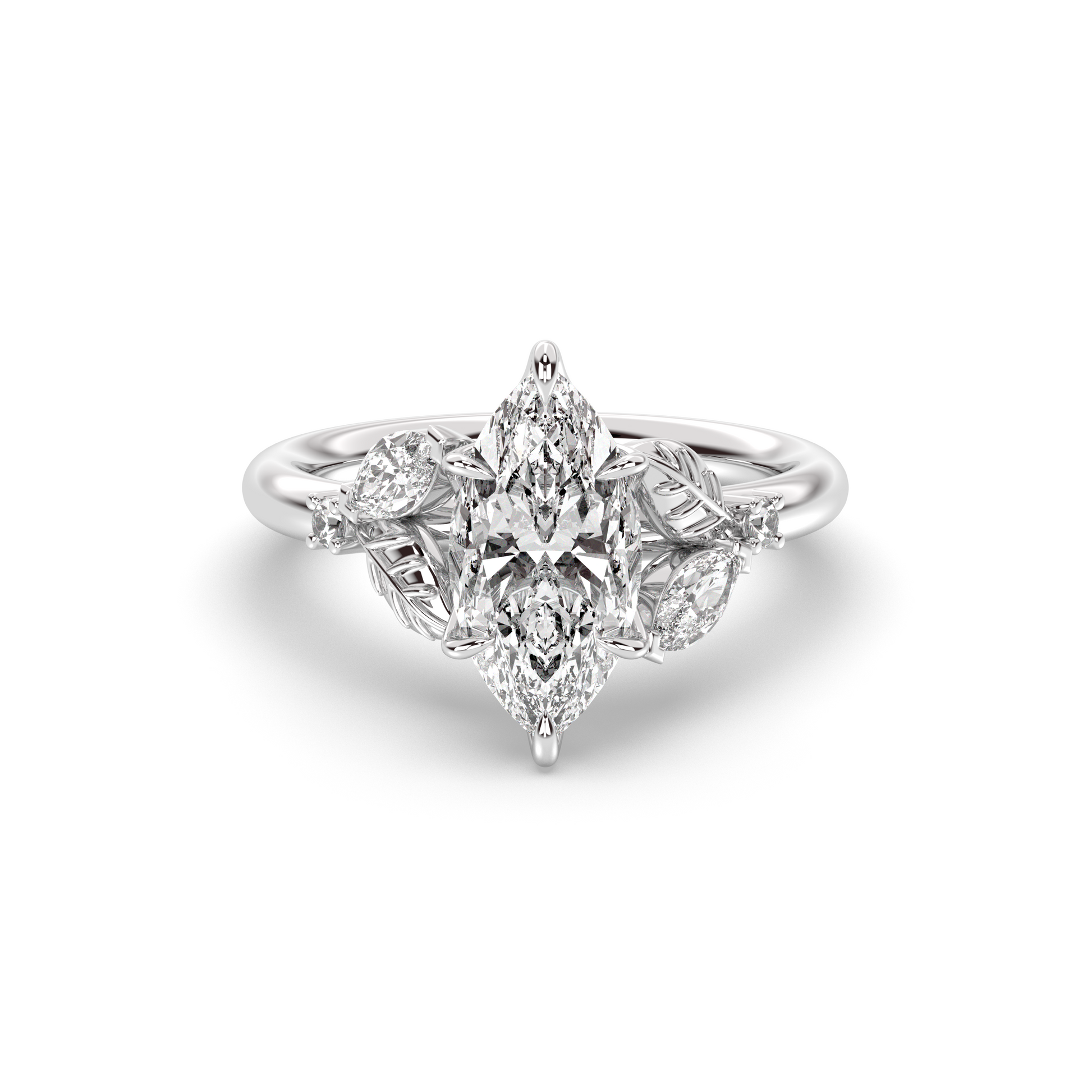 Marquise Shaped Three Stone Lab Grown Diamond Engagement Ring