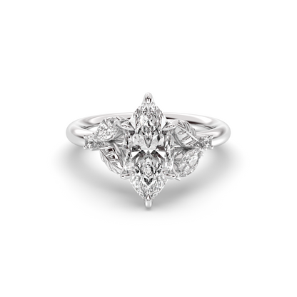 Marquise Shaped Three Stone Lab Grown Diamond Engagement Ring