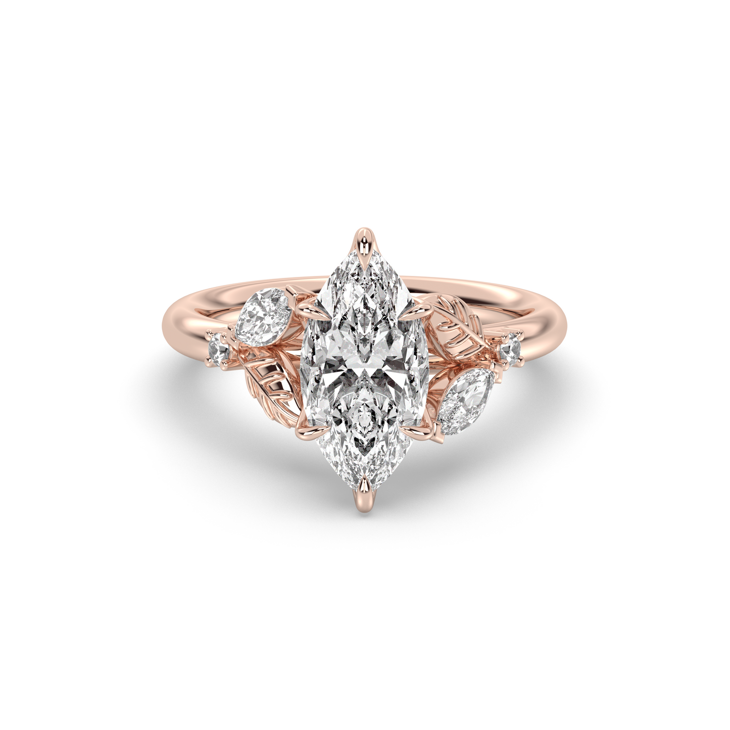 Marquise Shaped Three Stone Lab Grown Diamond Engagement Ring