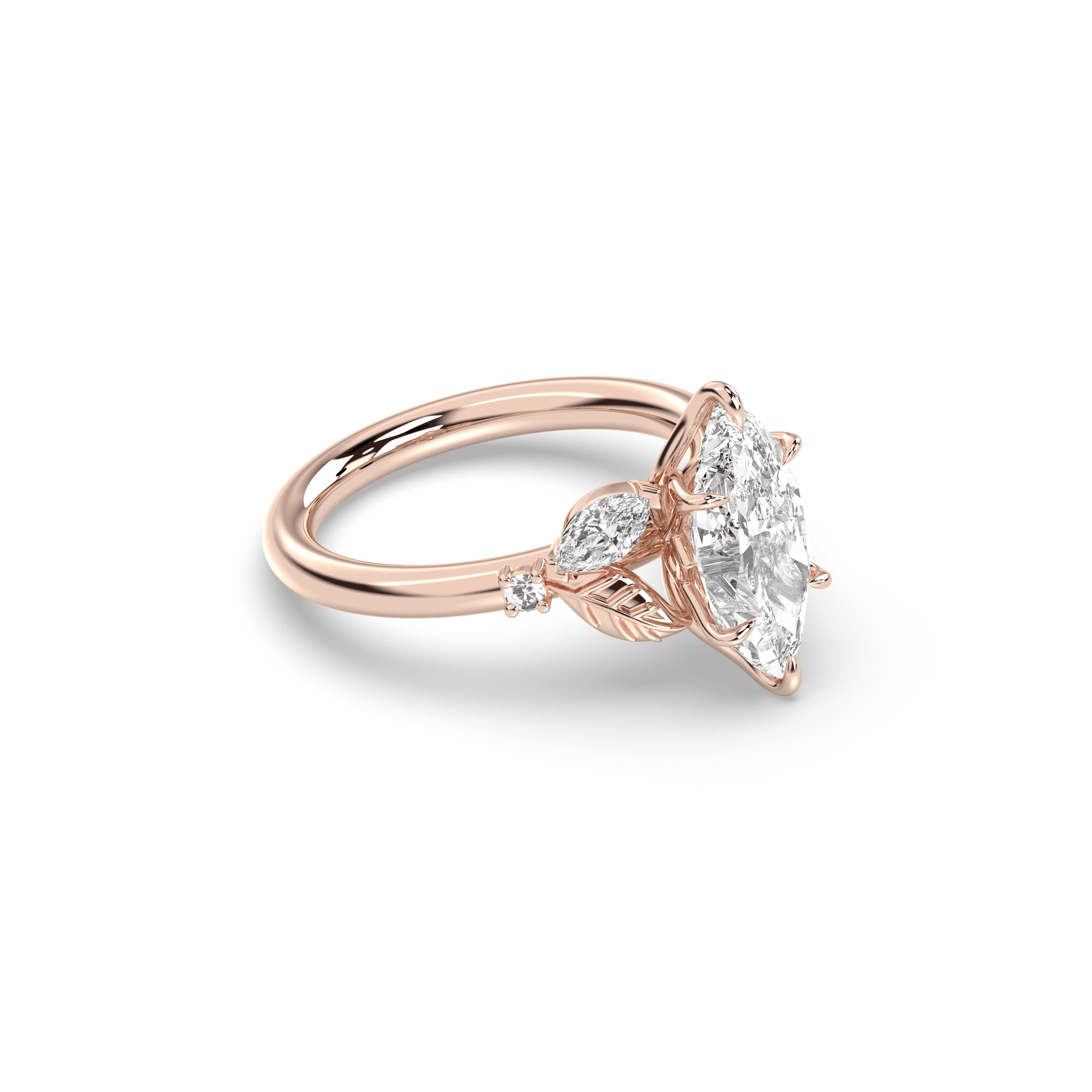 Marquise Shaped Three Stone Lab Grown Diamond Engagement Ring