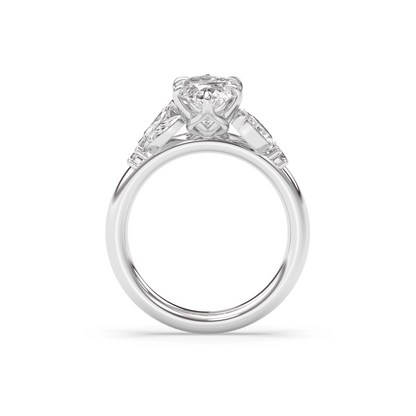 Marquise Shaped Three Stone Lab Grown Diamond Engagement Ring