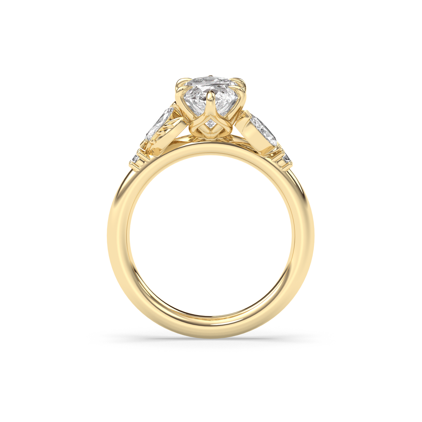 Marquise Shaped Three Stone Lab Grown Diamond Engagement Ring