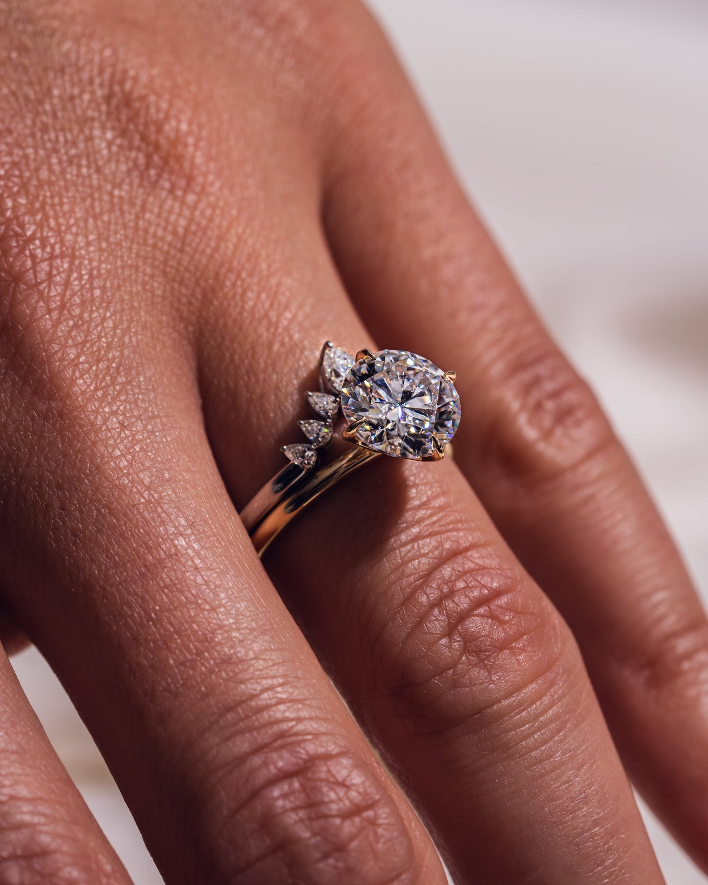 0.34 CT Pear Stones Curved Style Lab Grown Diamond Wedding Band