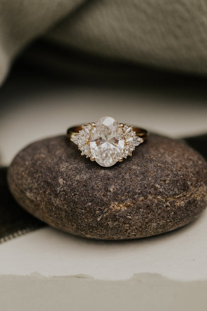 Marquise Shaped Three Stone Lab Grown Diamond Engagement Ring