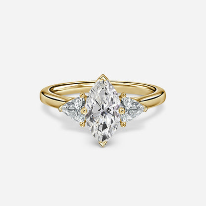 Marquise Shaped Three Stone Lab Grown Diamond Engagement Ring