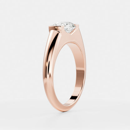 Pear Lab Grown Diamond Half Bezel Signet Men's Gold Wedding Band