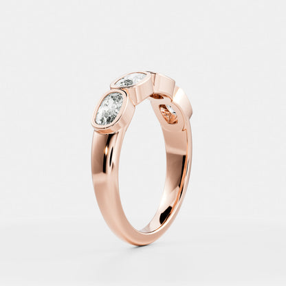 0.25 TCW Round Shaped Half Eternity Lab Grown Diamond Wedding Band