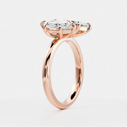 Marquise Cut Cluster Styled Lab Grown Diamond Engagement Ring