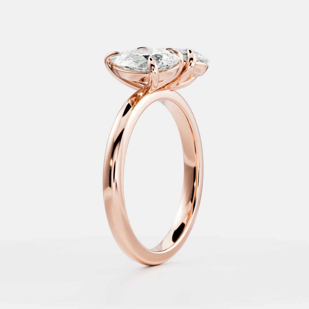 Marquise Cut Cluster Styled Lab Grown Diamond Engagement Ring