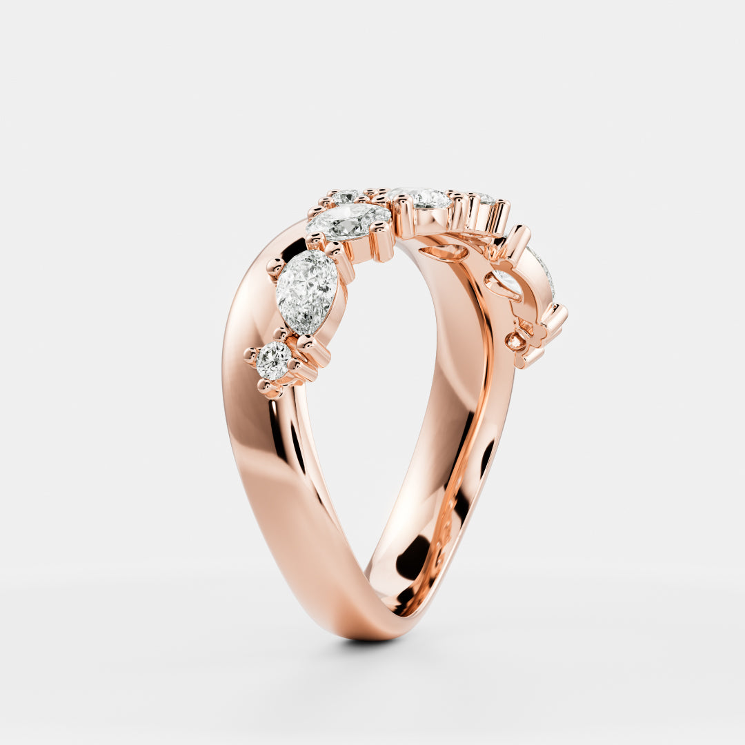 0.25 TCW Round Shaped Half Eternity Lab Grown Diamond Wedding Band