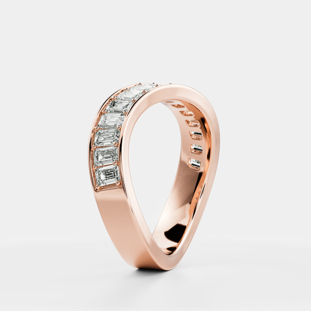 0.25 TCW Round Shaped Half Eternity Lab Grown Diamond Wedding Band