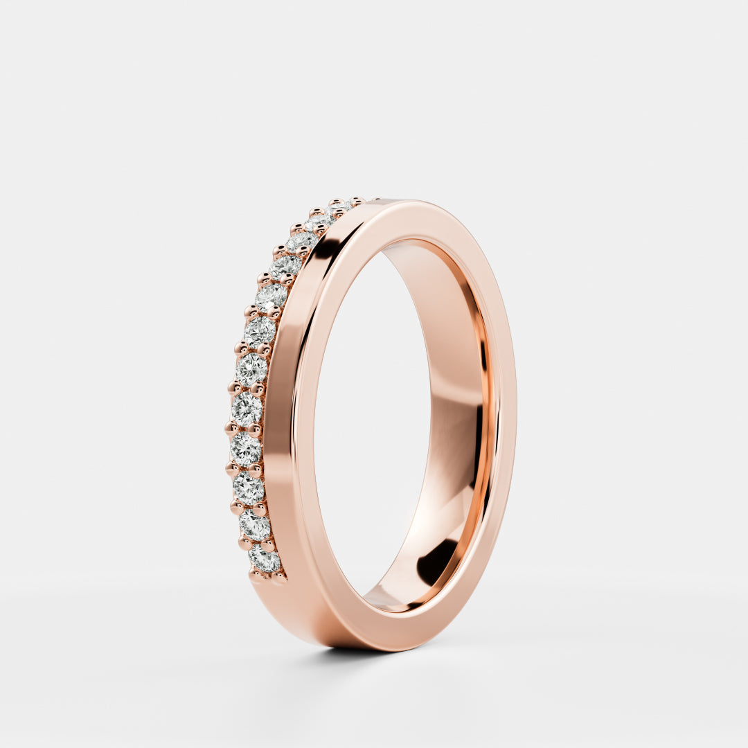 0.25 TCW Round Shaped Half Eternity Lab Grown Diamond Wedding Band