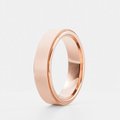 Flat Bevelled Edge Brushed Men's Gold Wedding Band