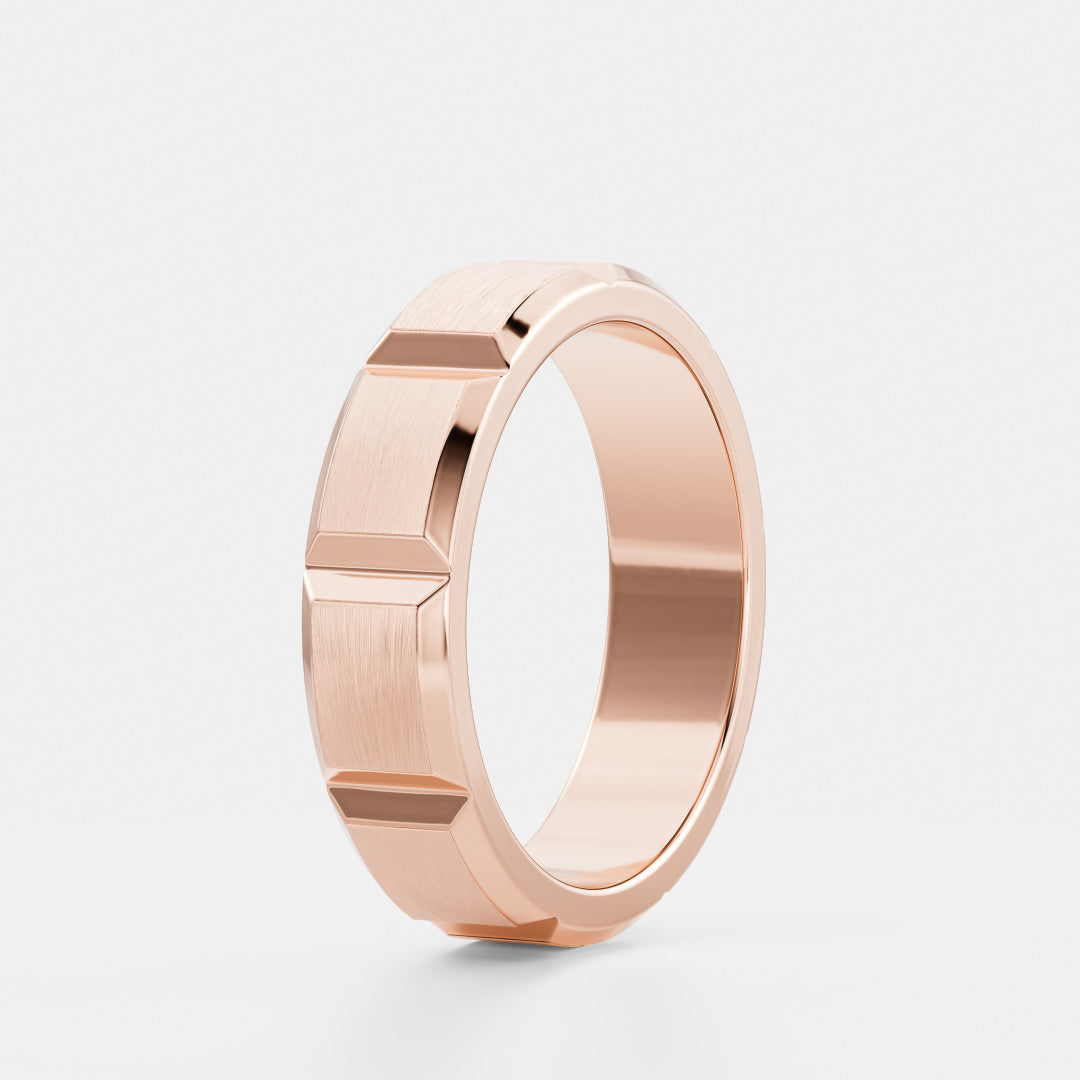 Brushed Modular Men's Gold Wedding Band