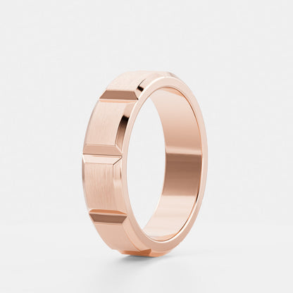 Brushed Modular Men's Gold Wedding Band
