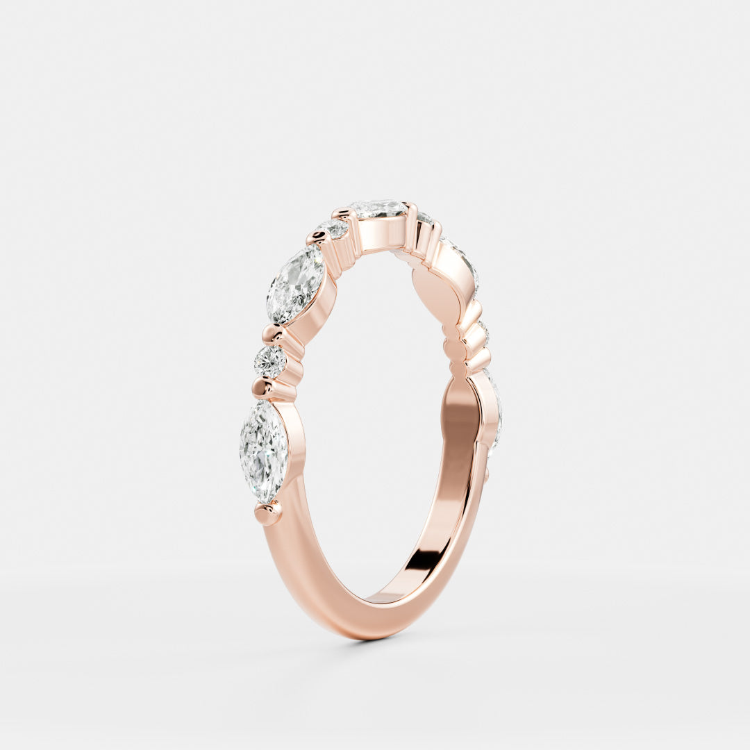 0.25 TCW Round Shaped Half Eternity Lab Grown Diamond Wedding Band