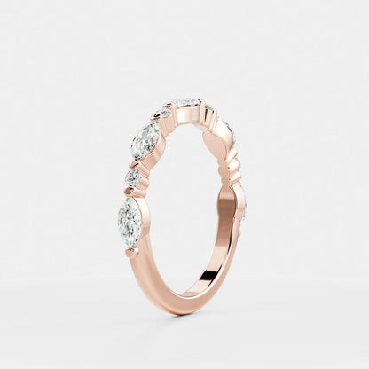 0.25 TCW Round Shaped Half Eternity Lab Grown Diamond Wedding Band