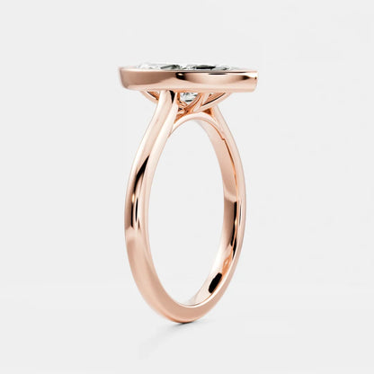 Marquise Bezel Solitaire Lab Grown Diamond Engagement Ring