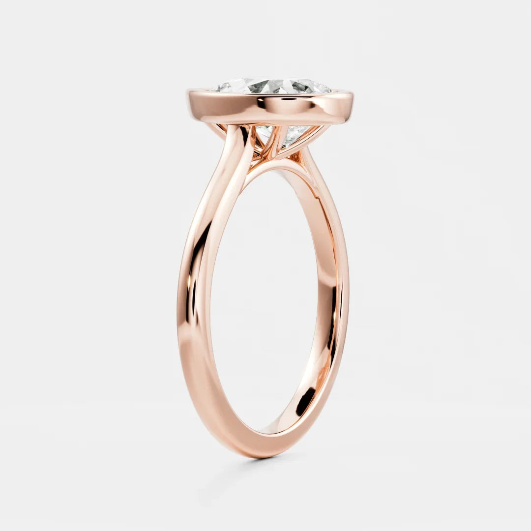 Pear Bezel Solitaire Lab Grown Diamond Engagement Ring
