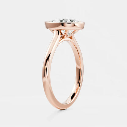 Pear Bezel Solitaire Lab Grown Diamond Engagement Ring