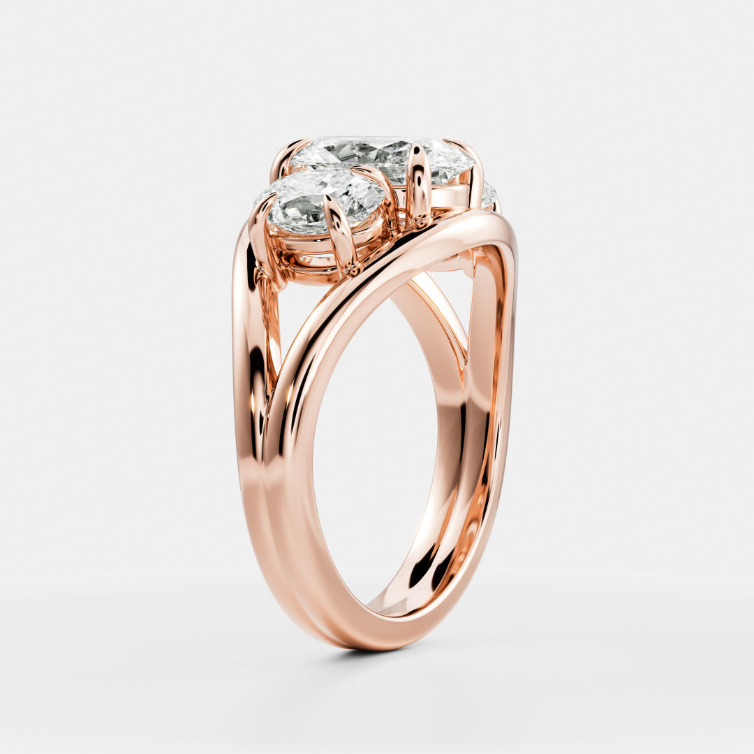 Marquise Cut Cluster Styled Lab Grown Diamond Engagement Ring