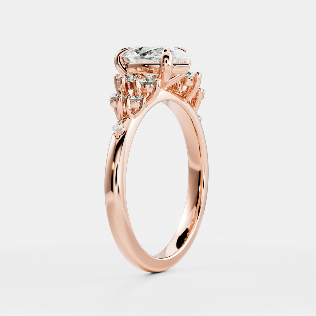 Marquise Cut Cluster Styled Lab Grown Diamond Engagement Ring